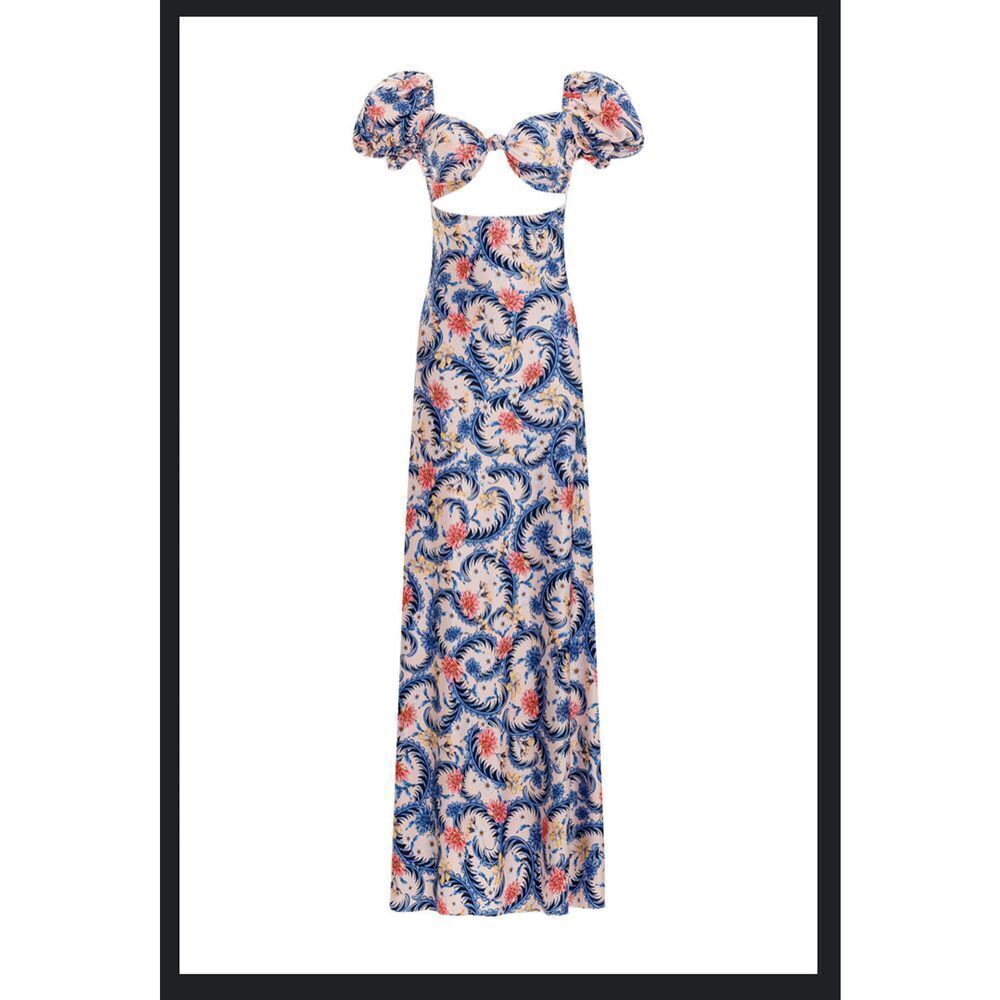 Agua Bendita Blue and Pink Floral Maxi Dress - Picture 3 of 13